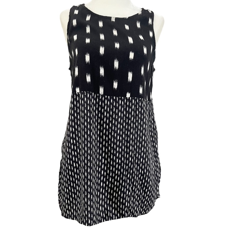 Madewell Womens Tank Top Size Small Black Geometric Back Keyhole Sleeveless.